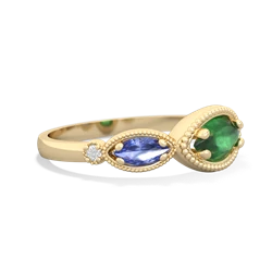 Emerald Milgrain Marquise 14K Yellow Gold ring R5700