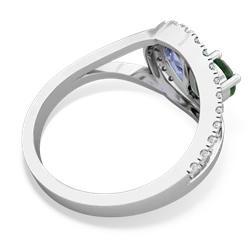 Emerald Nestled Heart Keepsake 14K White Gold ring R5650