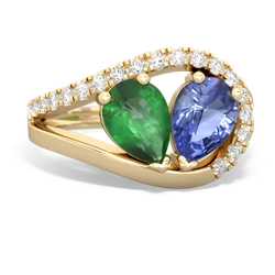 Emerald Nestled Heart Keepsake 14K Yellow Gold ring R5650