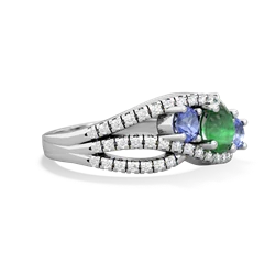 Emerald Three Stone Aurora 14K White Gold ring R3080