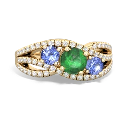 Emerald Three Stone Aurora 14K Yellow Gold ring R3080