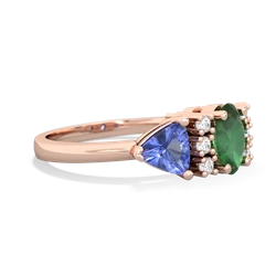 Emerald Antique Style Three Stone 14K Rose Gold ring R2186