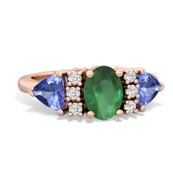 Emerald Antique Style Three Stone 14K Rose Gold ring R2186