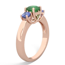 Emerald Three Stone Round Trellis 14K Rose Gold ring R4018