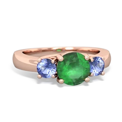 Emerald Three Stone Round Trellis 14K Rose Gold ring R4018