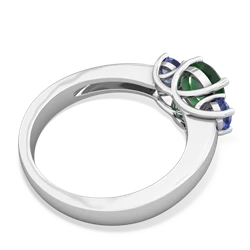 Emerald Three Stone Round Trellis 14K White Gold ring R4018