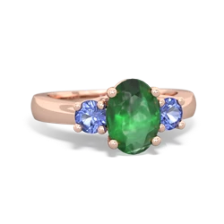 Emerald Three Stone Oval Trellis 14K Rose Gold ring R4024