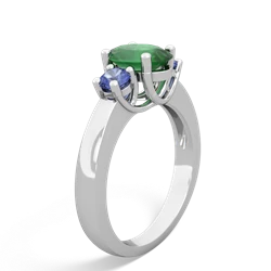 Emerald Three Stone Oval Trellis 14K White Gold ring R4024