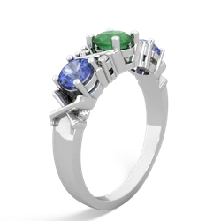 Emerald Hugs And Kisses 14K White Gold ring R5016