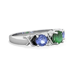 Emerald Hugs And Kisses 14K White Gold ring R5016