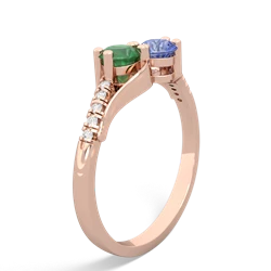 Emerald Infinity Pave Two Stone 14K Rose Gold ring R5285