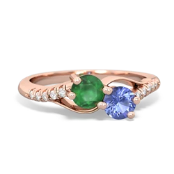 Emerald Infinity Pave Two Stone 14K Rose Gold ring R5285