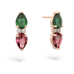 Emerald Bowtie Drop 14K Rose Gold earrings E0865