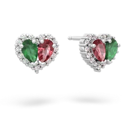 Emerald Halo 14K White Gold earrings E7008