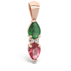 Emerald Bowtie Drop 14K Rose Gold pendant P0865
