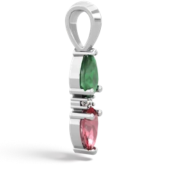 Emerald Bowtie Drop 14K White Gold pendant P0865
