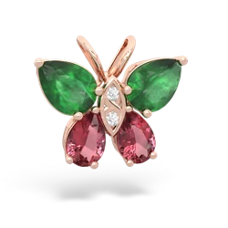 Emerald Butterfly 14K Rose Gold pendant P2215