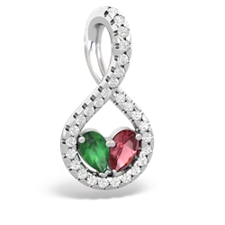 Emerald Pave Twist 'One Heart' 14K White Gold pendant P5360