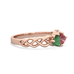 Emerald Heart To Heart Braid 14K Rose Gold ring R5870