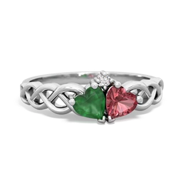 Emerald Heart To Heart Braid 14K White Gold ring R5870