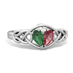 Emerald Celtic Love Knot 14K White Gold ring R5420