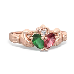 Emerald 'Our Heart' Claddagh 14K Rose Gold ring R2388