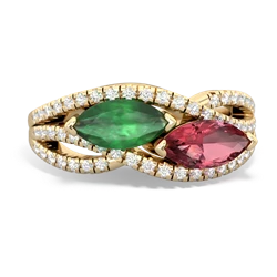 Emerald Diamond Rivers 14K Yellow Gold ring R3070