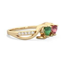 Emerald Side By Side 14K Yellow Gold ring R3090