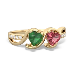 Emerald Side By Side 14K Yellow Gold ring R3090