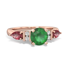 Emerald 6Mm Round Eternal Embrace Engagement 14K Rose Gold ring R2005