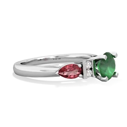 Emerald 6Mm Round Eternal Embrace Engagement 14K White Gold ring R2005