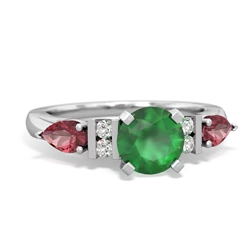 Emerald 6Mm Round Eternal Embrace Engagement 14K White Gold ring R2005