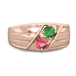 Emerald Men's Streamline 14K Rose Gold ring R0460