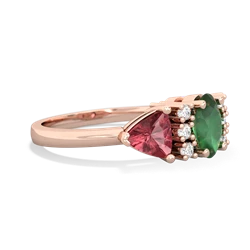 Emerald Antique Style Three Stone 14K Rose Gold ring R2186