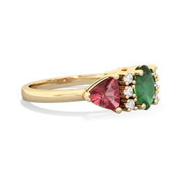 Emerald Antique Style Three Stone 14K Yellow Gold ring R2186