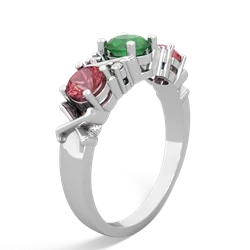 Emerald Hugs And Kisses 14K White Gold ring R5016