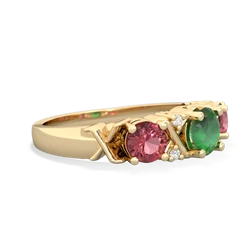 Emerald Hugs And Kisses 14K Yellow Gold ring R5016