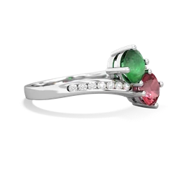 Emerald Channel Set Two Stone 14K White Gold ring R5303