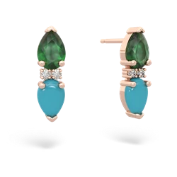 Emerald Bowtie Drop 14K Rose Gold earrings E0865