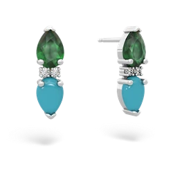Emerald Bowtie Drop 14K White Gold earrings E0865