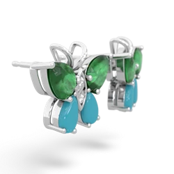 Emerald Butterfly 14K White Gold earrings E2215