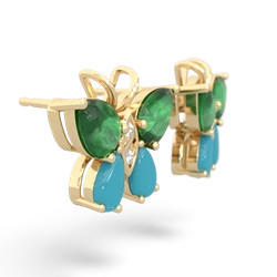 Emerald Butterfly 14K Yellow Gold earrings E2215