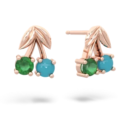 Emerald Sweet Cherries 14K Rose Gold earrings E7001