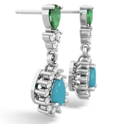 Emerald Halo Pear Dangle 14K White Gold earrings E1882