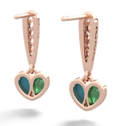 Emerald Filligree Heart 14K Rose Gold earrings E5070