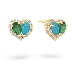 Emerald Halo 14K Yellow Gold earrings E7008
