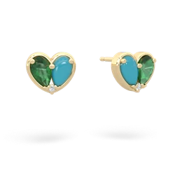 Emerald 'Our Heart' 14K Yellow Gold earrings E5072