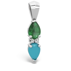 Emerald Bowtie Drop 14K White Gold pendant P0865
