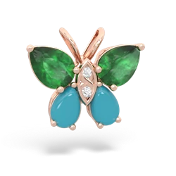 Emerald Butterfly 14K Rose Gold pendant P2215