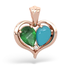 Emerald Two Become One 14K Rose Gold pendant P5330